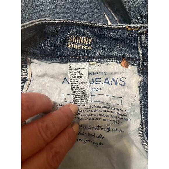 American Eagle Distressed Skinny Stretch Ripped Knees Blue Jeans Size 2 - Picture 11 of 13